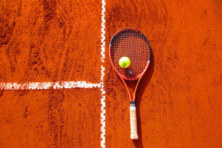 Raquette, balle, tennis, terre battue, marquage